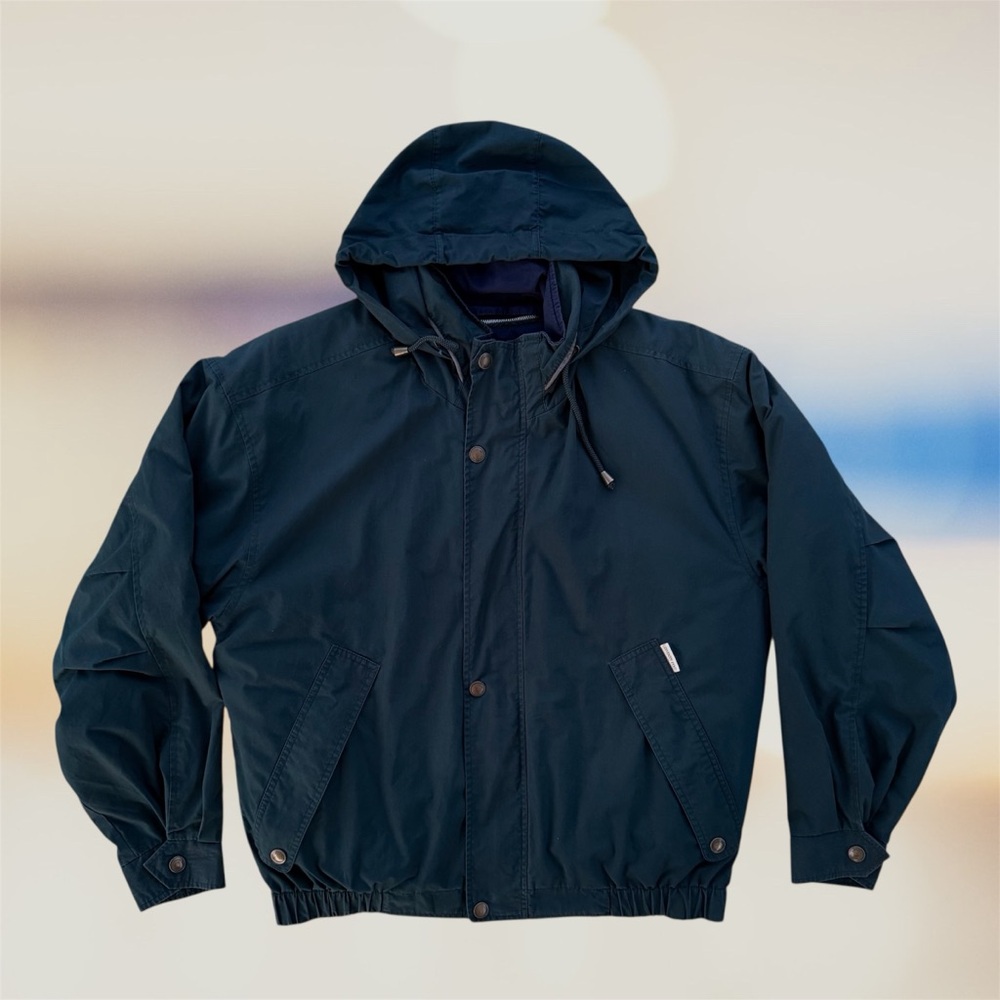 London Fog Green and Navy Blue Bomber Jacket with Removable Liner, Men's Medium - Picture 2 of 10
